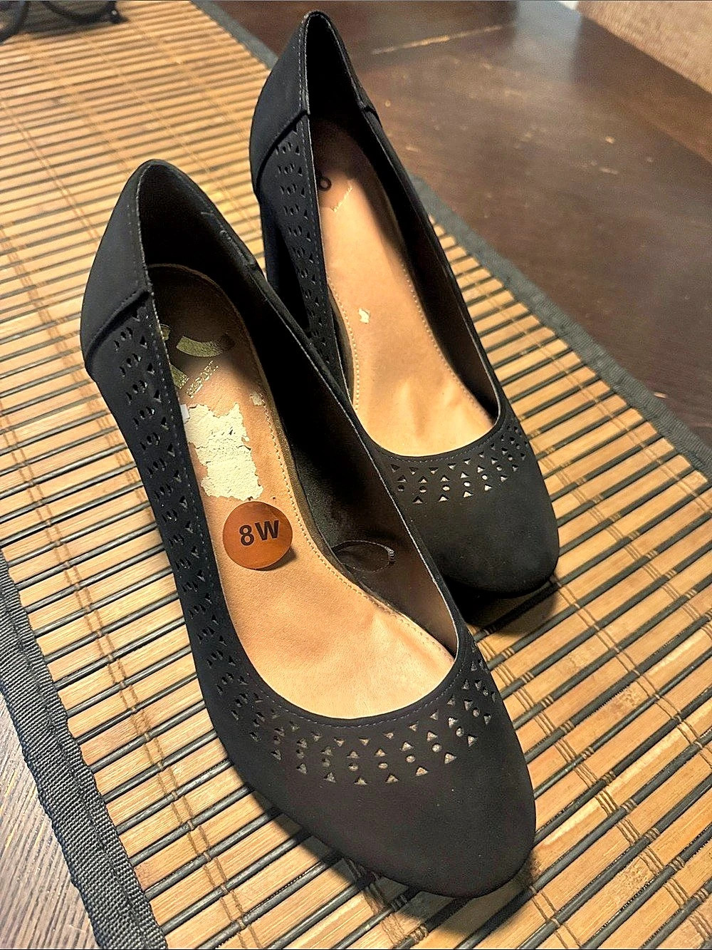 REPORT Black Perforated Heels US 8 W
